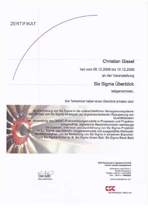 Christian Gissel - Six Sigma Überblick