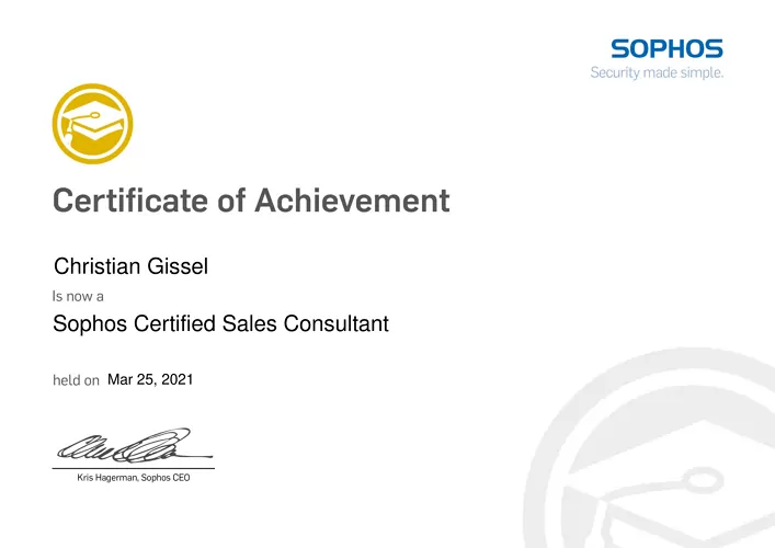 Christian Gissel - Sophos Certified Sales Consultant